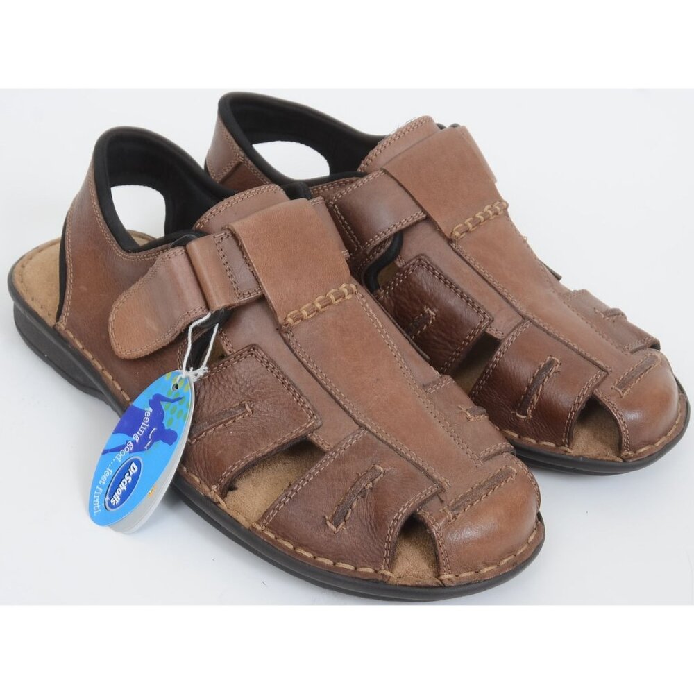 Dr. Scholl's Men's 9M Caditt Leather Fisherman Closed Toe Comfort Flat Sandals